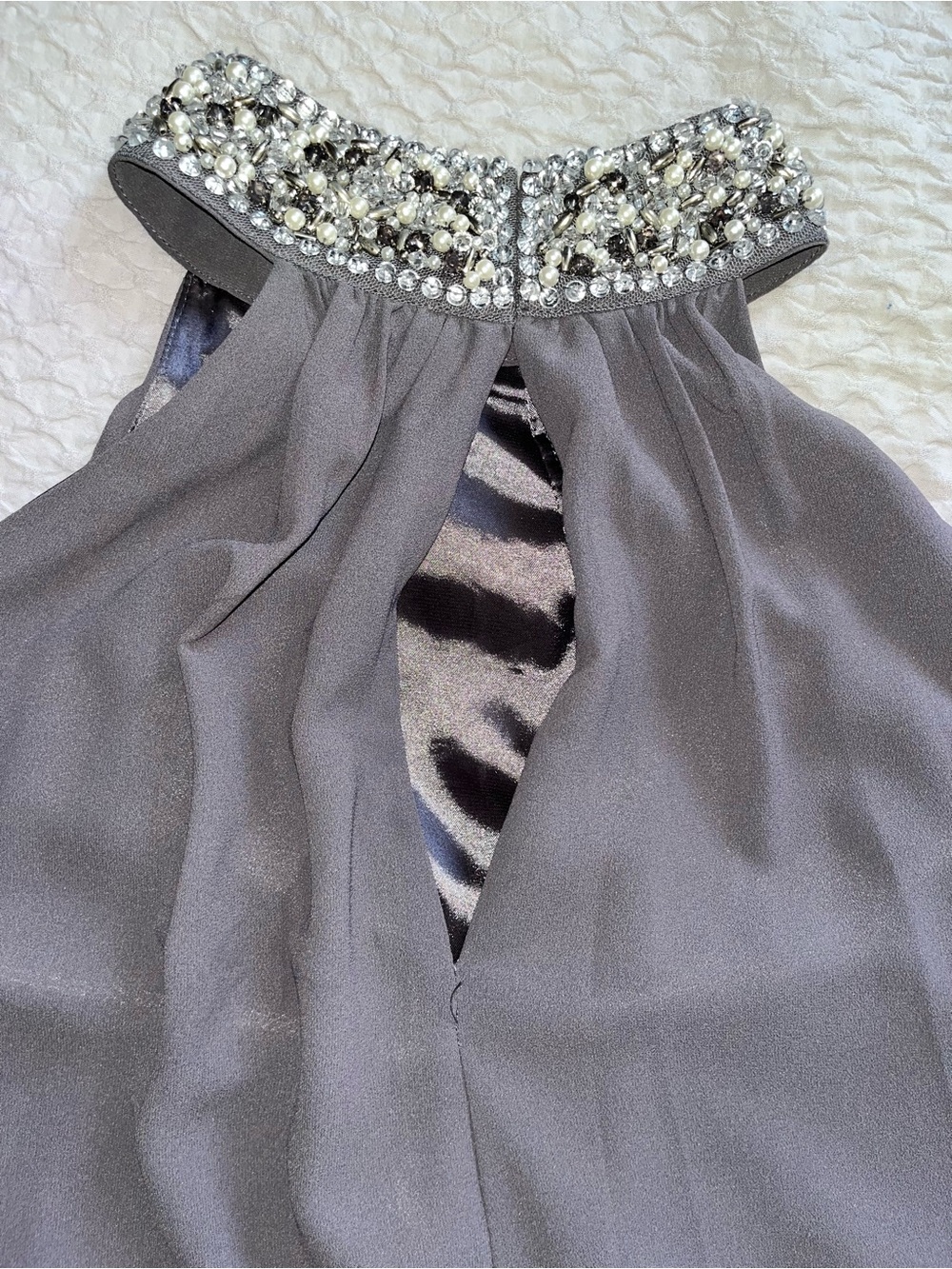 Badgley Mischka Hrey Cocktail Dress with jeweled collar - Picture 11 of 13